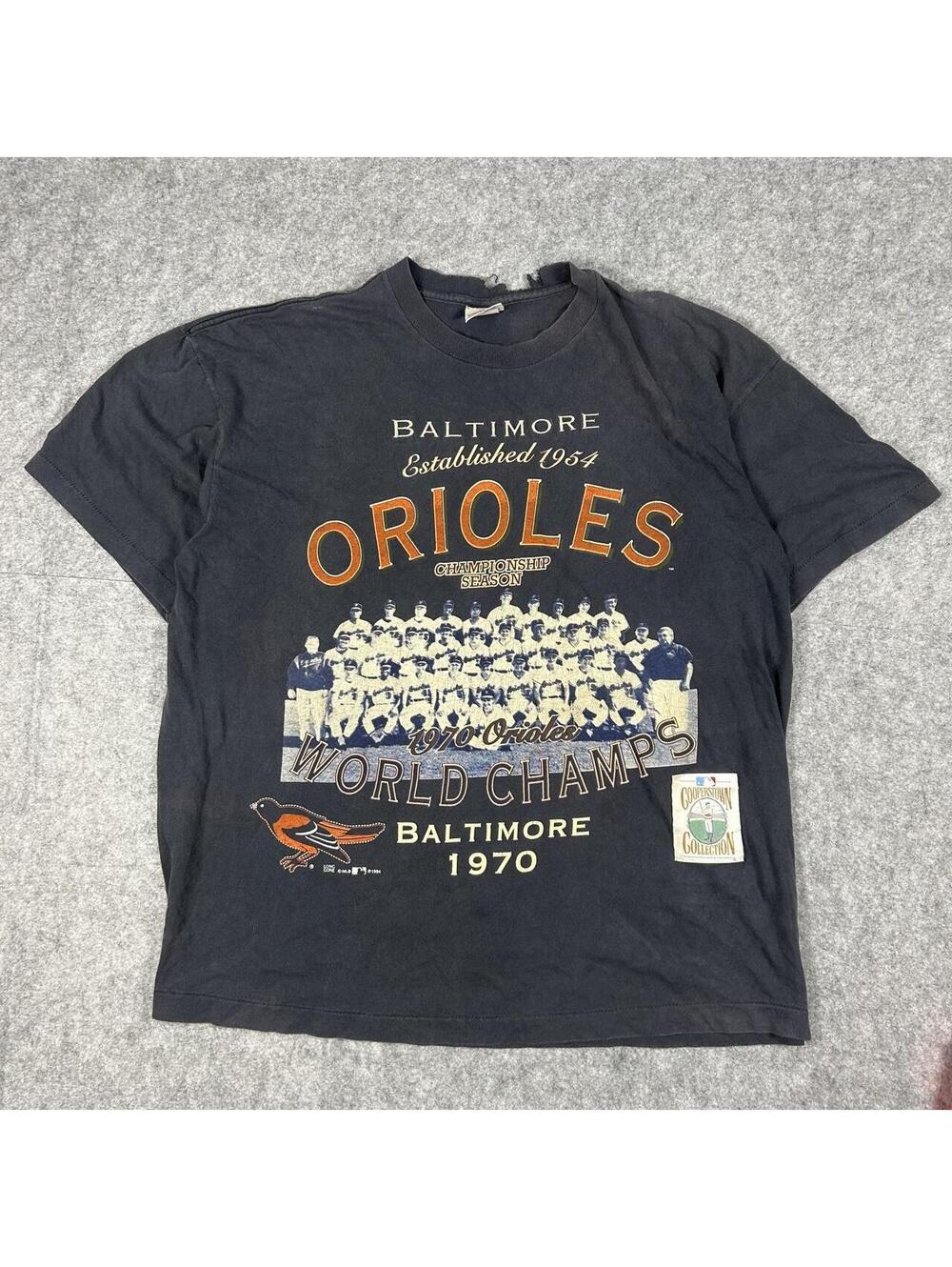 Vintage 90s Distressed MLB Baltimore Orioles Single Stitch T-Shirt Size XL